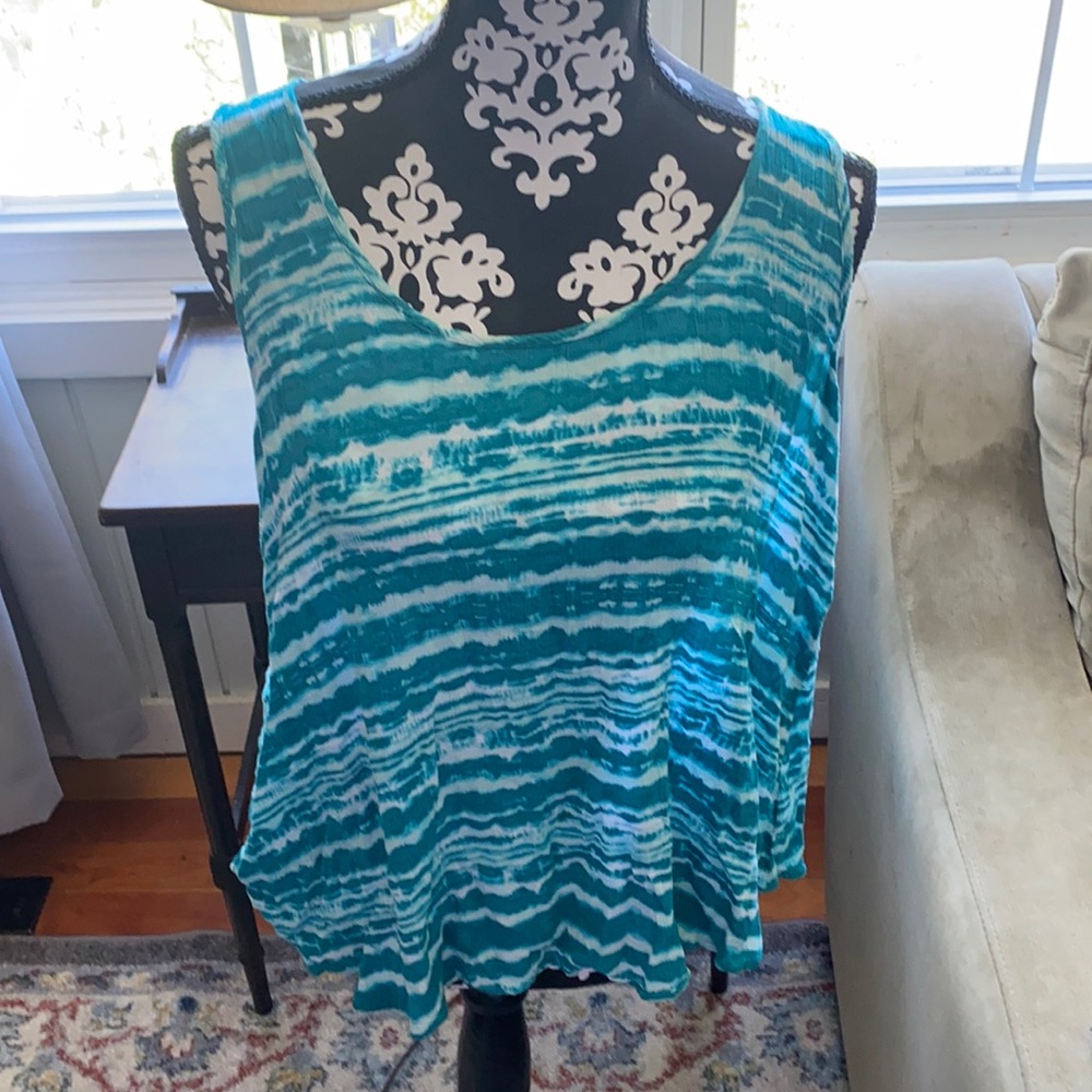 Bobeau teal and white swing tank